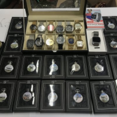 A collect of watches and pocket watches including Christin Lars Sekonda and an ECG smart watch etc. Postage B