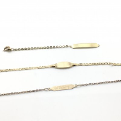 Three 9ct gold ID bracelets. 4.9g Postage A