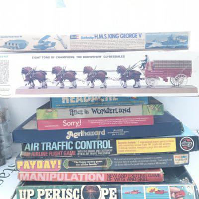 A Collection Of Vintage Board Games And 2 Part Built Model Kits. No Reserve.