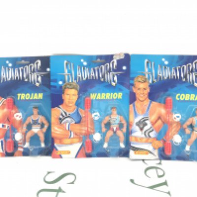 3 Carded Hornby Gladiators Figures. Trojan. Warrior And Cobra.
