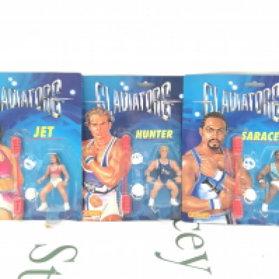 3 Carded Hornby Gladiators Figures Jet. Hunter And Saracen.