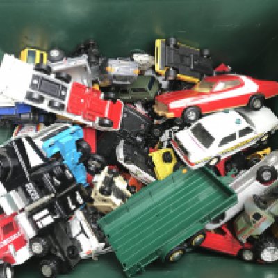 A Box Containing playworn Diecast. Including Corgi. No Reserve.