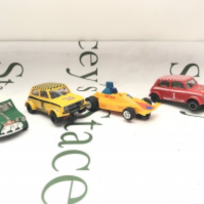 A Collection Of Playworn Scalextric Cars. Track etc. no Reserve.