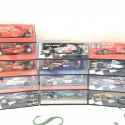 13 Boxed Minichamps F1 Racing Cars 1/43 Scale.