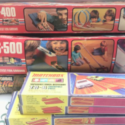 A Collection Of Boxed Matchbox Track. Including Street Circuit. Street Racing.Race-Abratic Speedset And A Streak-A-Round Plus Extras. No Reserve.