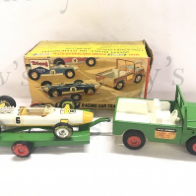 A Boxed Tri-Ang Mini-Hi-Way Racing Car And Trailer set. Box Is Worn.
