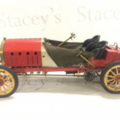 A Pocher 1/8 Scale Model Of A 1907 Fiat F-2 Grand Prix Race Car. Damage To Steering Wheel.