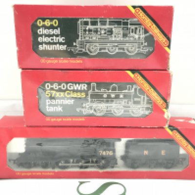 Withdrawn - 3 Boxed Hornby 00 Gauge Locomotives. A Diesel Shunter #R.156 A GWR Loco #R.041 And A LNER Loco Class B12/3 #R150. (3)
