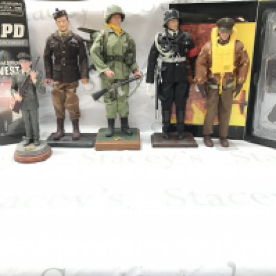 A Collection Of Dragon Models soldiers Mounted On To A Base. Pilot Comes With Box. And A Boxed Elite Force LAPD Patrol Officer.