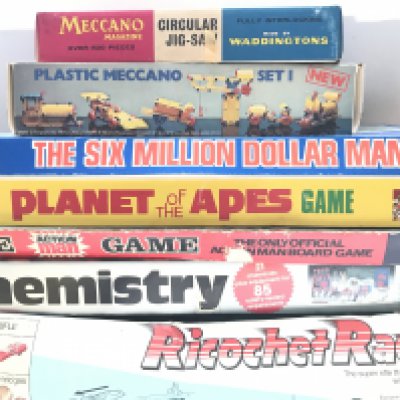 A Collection Of Board Games. A Chemistry Set. A Palitoy Ricochet Racers Etc. No Reserve.