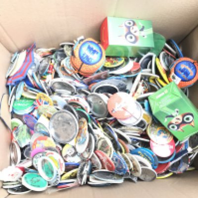 A Box Containing Vintage Badges. No Reserve.