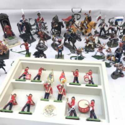A Box Containing Various Led Figures Including Delprado. Britains Etc. No Reserve.