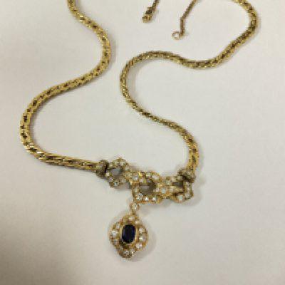 Adriano Chimemto, Italy jewellery designer, 18ct gold Sapphire and diamond necklace. Postage category A.