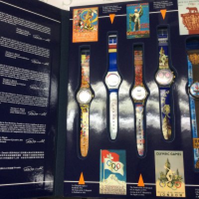 A limited edition swatch historical Olympic Games collection box set circa 1996. Postage B