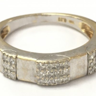 An 18ct gold diamond cluster band ring, size L, 3.6G total weight .postage category A