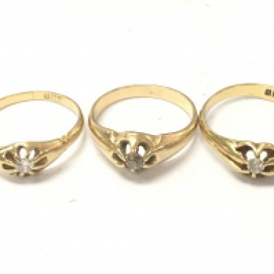 18ct gold Diamond set gypsy rings , 10g total weight. Postage category A