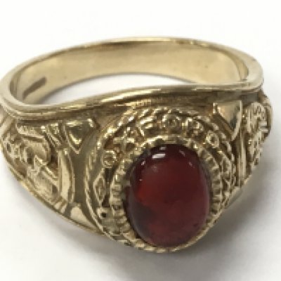 A 9ct gold oxford university college ring , size Q. 6.8g Postage category A