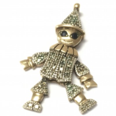 A 9ct gold diamond and sapphire clown pendant , 4.7g total weight. Postage category A