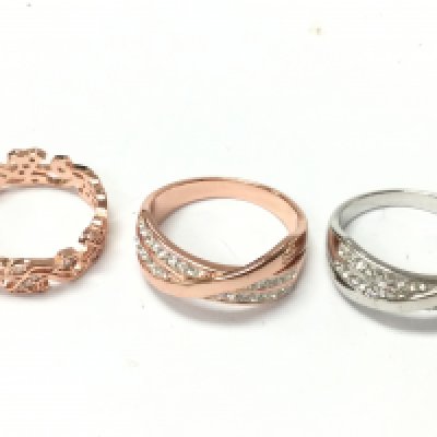 Three silver rings size Q,S,R. Postage category a