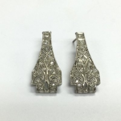 A pair of unmarked platinum and diamond earrings, converted, approx 5.2g. Shipping category A.
