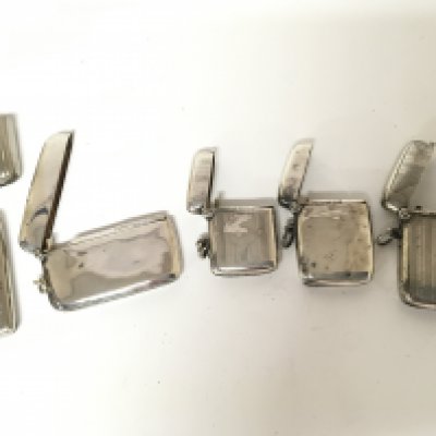 Three silver Vesta cases and three silver plated Vesta cases (6)