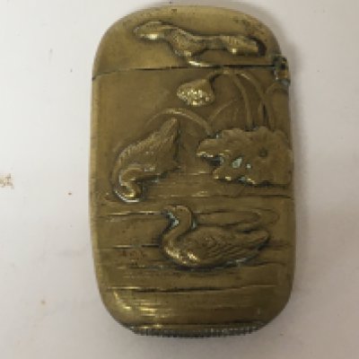 A Japanese late 19th century brass Vesta case.