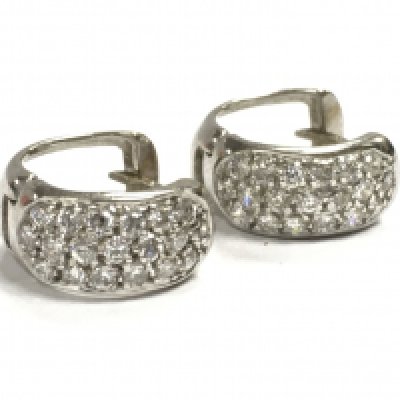 An unmarked pair White metal stone set hoops , total weight 3.8g postage category A