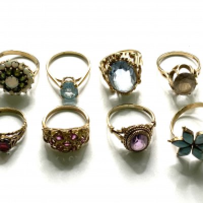 12 9ct gold and stone set rings (total weight 47.83g), (A)