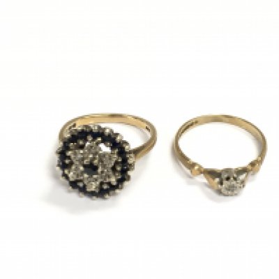 Two 9ct gold rings 5.38g. Size N 1/2 and size N. Postage A