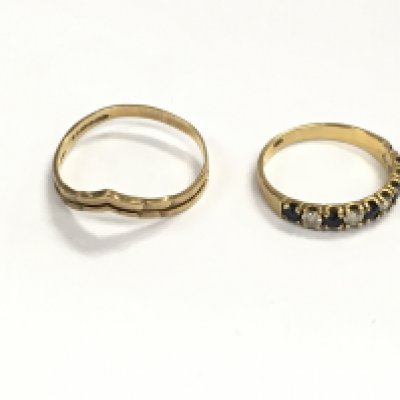 Two 9ct gold rings size P and K. 2.71g Postage A