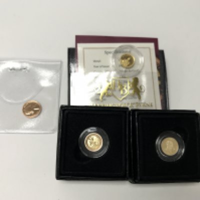 A collection of four 0.5g gold coins of various design. Postage A