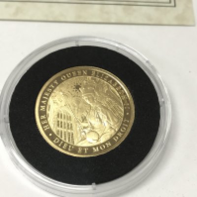 A 9ct gold proof coin with COA. 8g Postage A