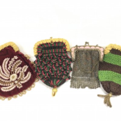 Unusual small Victorian purses with gilded and metal catches.