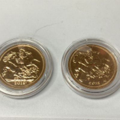 2018 uncirculated Queen Elizabeth II full sovereigns. Postage category A.