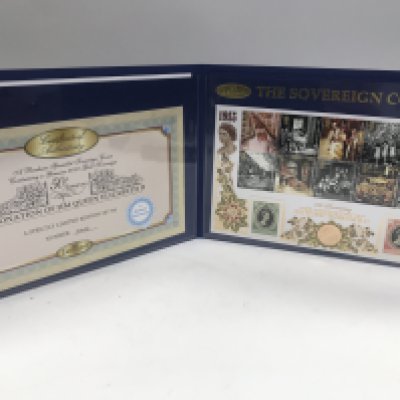 A royal sovereign coronation stamp collection.