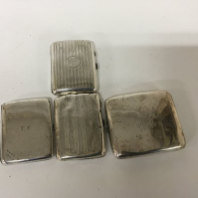 Four silver cigarette cases of rectangular shape mixed hallmarks. Weight 314g approximately