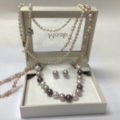 Misaki faux pearls and three freshwater pearl necklaces. Postage category A.