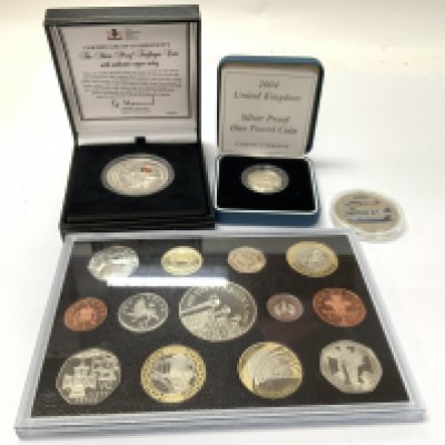 Silver proof Trafalgar coin and set of coins. Postage category A.