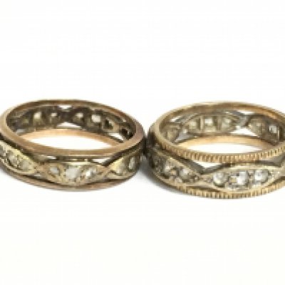 Two 9 carat rings set with paste stones. Total weight 6.5 size J. Postage category A