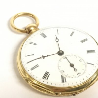 An 18 carat gold fob watch, 28.2g. Postage category A