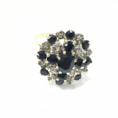 9ct white and yellow gold ring set with sapphires and diamonds. Size N 1/2. Comes with Gem report. Postage B