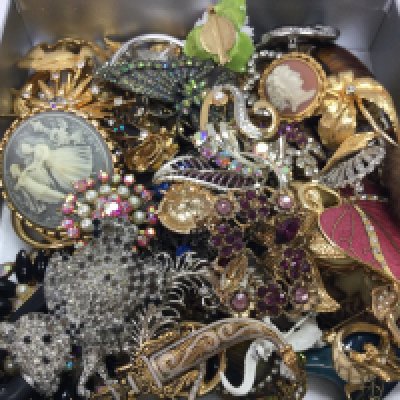 A Box of various brooches