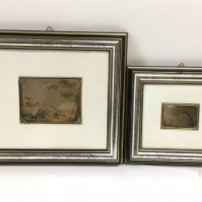 Two framed Italian silver pictures, dimensions 22.5x20.5cm & 30cmx26.5cm