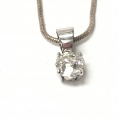 A diamond solitaire Approx half carat on a silver chain. Postage A