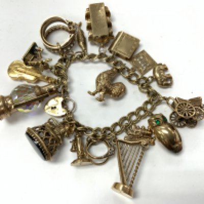 Charm bracelet. Approximately 71.23g. Postage category A.