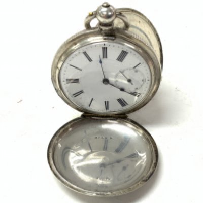 H/M silver coin edge pocket watch. Postage category A.