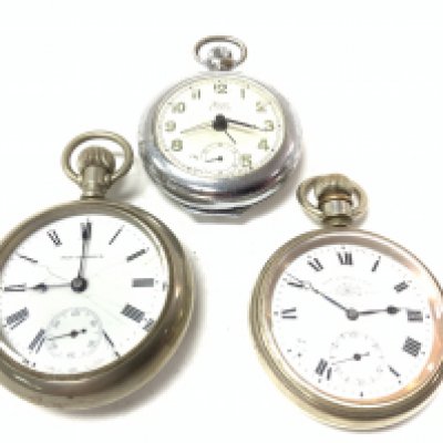 Sealed back screw pocket watch, pan America / basis 4 jewel chrome Thomas Russell chrome.