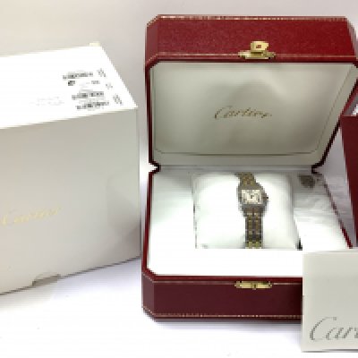 A ladies Cartier 9698 demosielle bi metal wrist watch. Working order. (A)