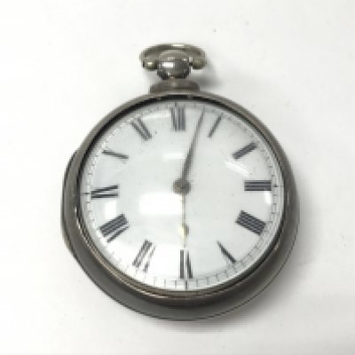 A silver early Victorian pear cased pocket watch. Approx 55mm case diameter. Winds and runs. Postage B
