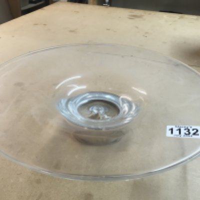 A glass Broadway shallow bowl with silver base. Measuring 35cm across approximately. NO RESERVE